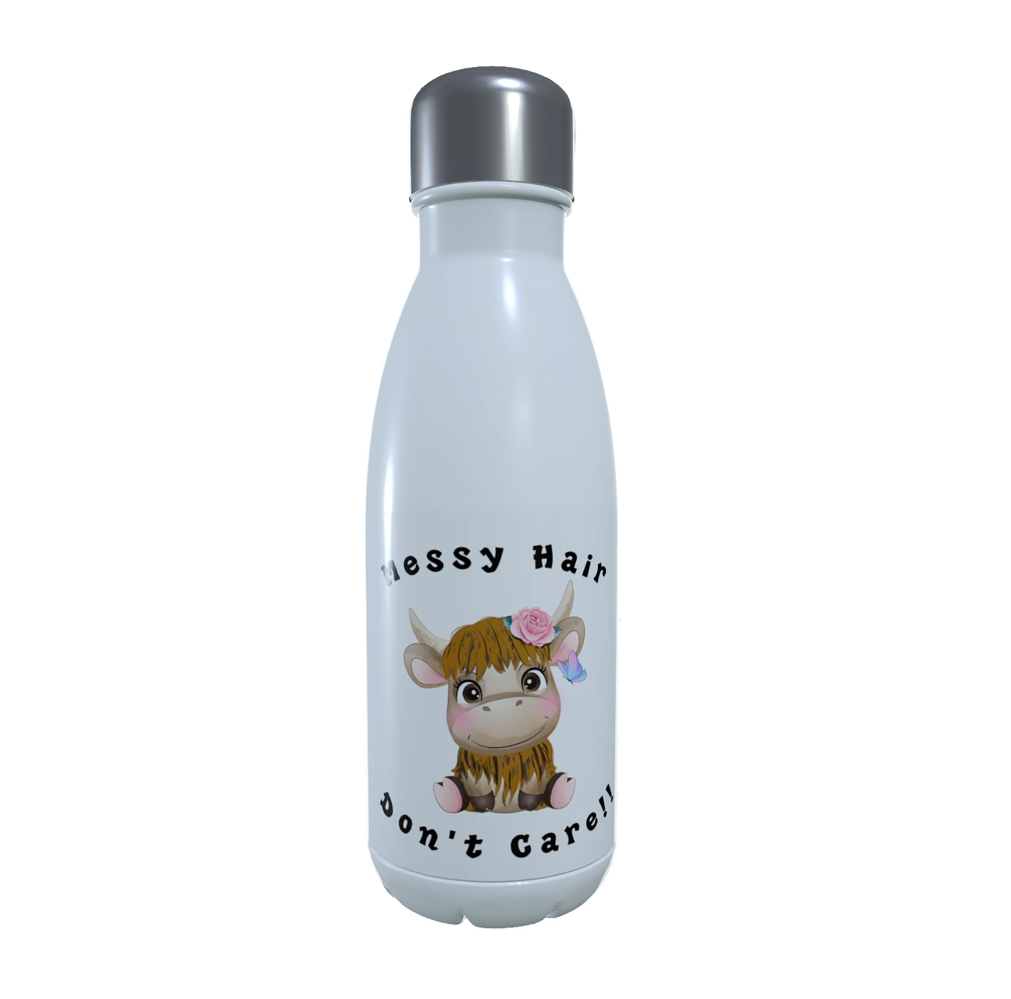 Highland Cow Drinks Bottle - Messy Hair Don't Care